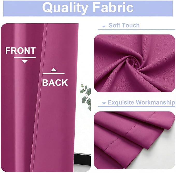 Simplebrand Ava Hot Pink Blackout Curtains - Image 3