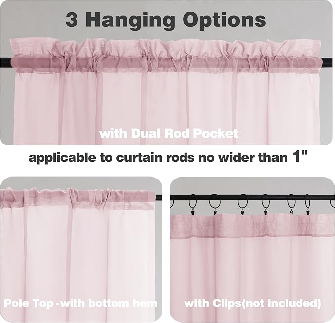 Chyhomenyc Blush Pink Sheer Valances - Image 5