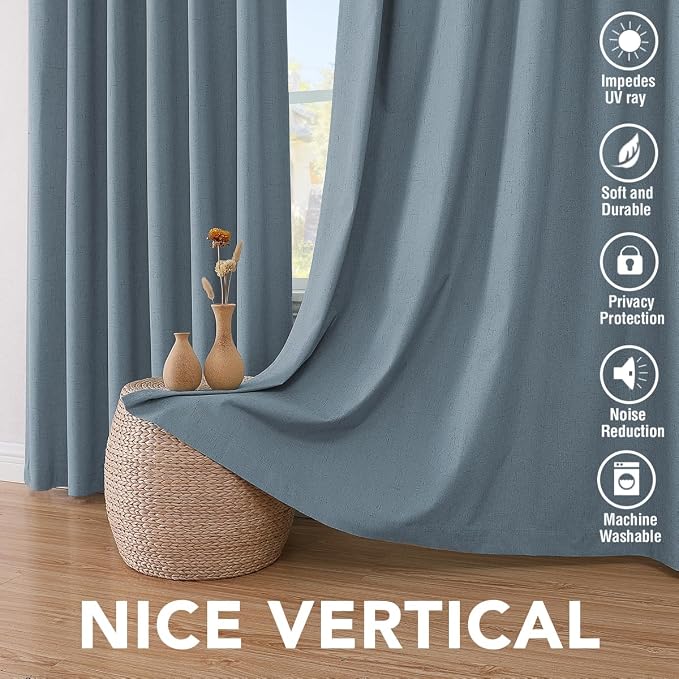 H.VERSAILTEX Linen Blackout Curtains 108 Inches Long 100% Blackout Thermal - Image 7