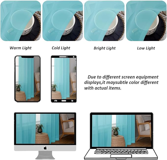 Chyhomenyc Sheer Valances for Windows, Light Filtering Small Window Curtains - Image 4