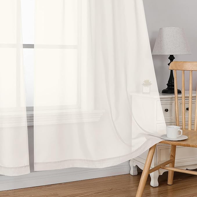Simplebrand Rod Pocket Top Solid Voile Sheer Curtains - Image 5