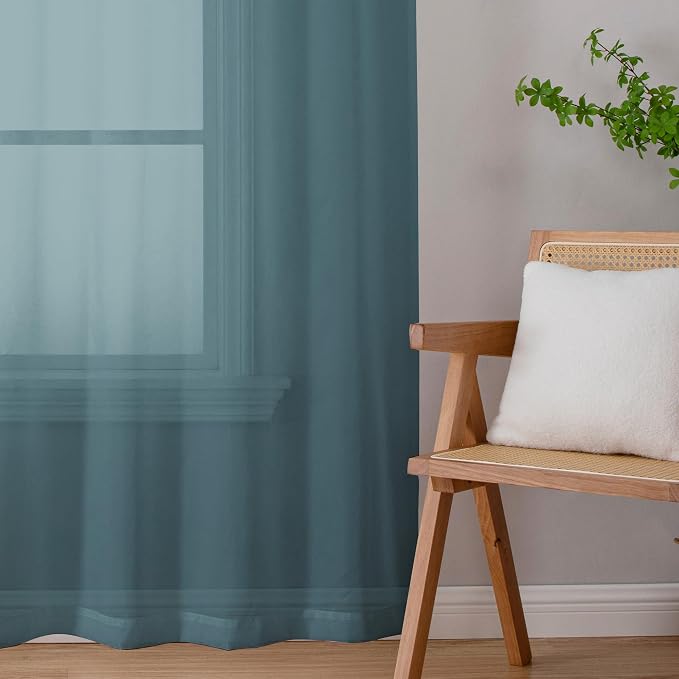 Chyhomenyc Stone Blue Sheer Curtains 72 Inch Length 2 Panels, Light Filtering - Image 8