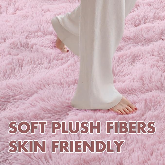 8x10 Ft Extra Large Pink Rugs for Living Room Girls, Shag Fluffy Area Rug for - Image 4