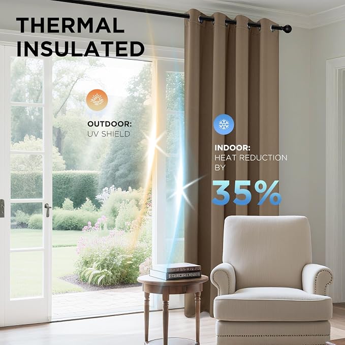 Joydeco Blackout Curtains 72 Inch Length 2 Panels Set, Thermal Insulated Long - Image 4
