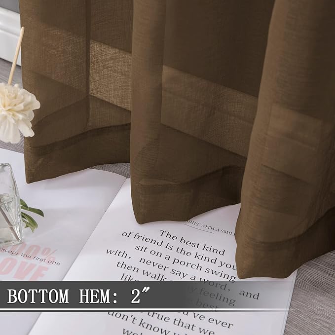 Tollpiz Short Sheer Curtains Linen Textured Bedroom Curtain Sheers Light - Image 4