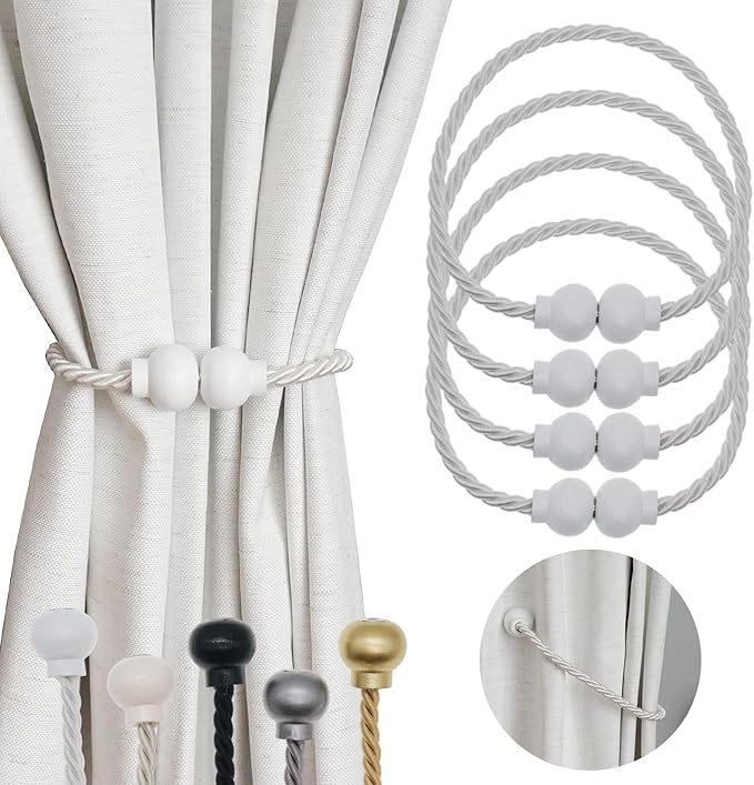 4 Pack Magnetic Curtain Tiebacks Modern Handmade Rope Curtain Tie Backs by HIASTRA