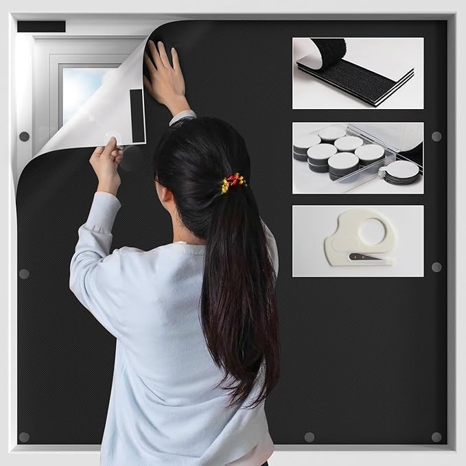 BKSAI 100% Blackout Window Cover, Portable Magnetic Black Out Curtains by BKSAI