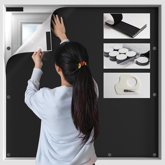BKSAI 100% Blackout Window Cover, Portable Magnetic Black Out Curtains by BKSAI