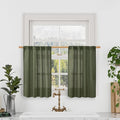 LAMIT Olive Green Linen Kitchen Curtains 30 Inch Length, Semi Sheer Light by LAMIT