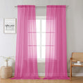 Lecloud Hot Pink Sheer Curtains 96 Inches Long 2 Panels, Rod Pockets Solid by Lecloud