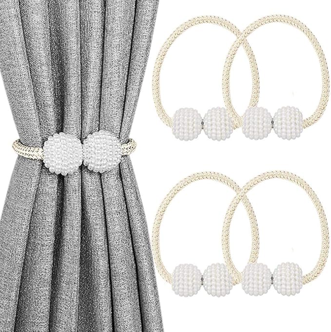Melaluxe 4 Pack Magnetic Curtain Tiebacks, Decorative Curtain Holdbacks by Melaluxe