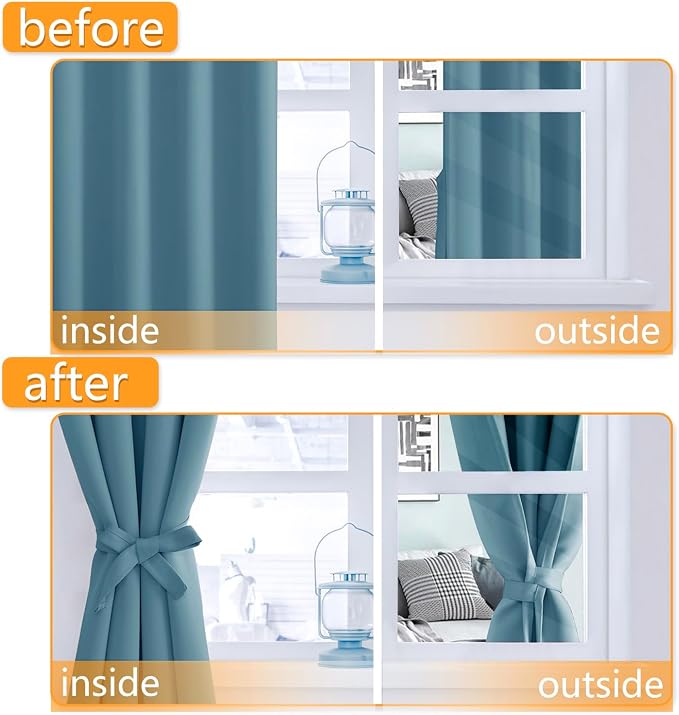 Blackout Curtains for Bedroom, Stone Blue, 42 x 54 Inch, 2 Panels | Thermal - Image 4