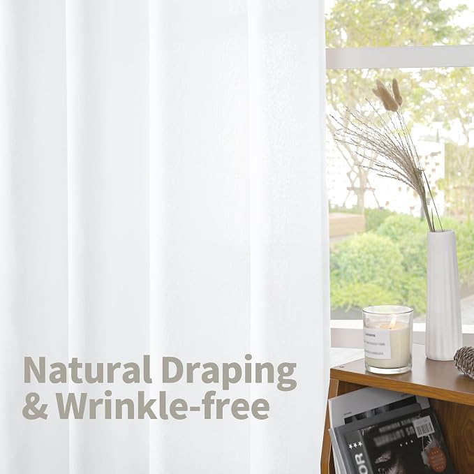 YoungsTex White Linen Curtains 84 Inches Long - Image 5