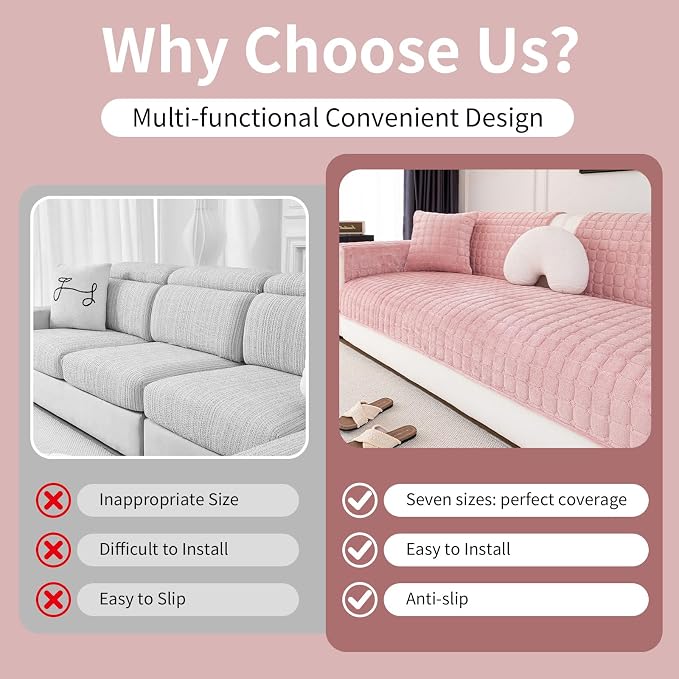 Velvet Couch Cover, Washable Sectional Sofa Cover, Anti Slip Sofa Slipcover - Image 4