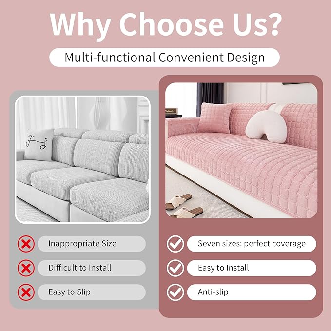 Velvet Couch Cover, Washable Sectional Sofa Cover, Anti Slip Sofa Slipcover - Image 4