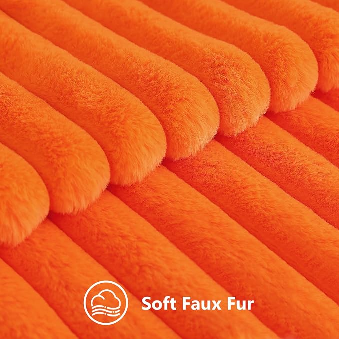 decorUhome Fall Faux Fur Throw Pillow Covers 16x16 Set of 2 Orange | Decorative - Image 2