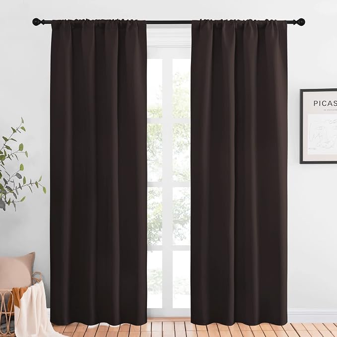 NICETOWN Blackout Curtains for Living Curtains, Toffee Brown, 1 Pair, 34-inch W by NICETOWN