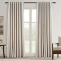 Topfinel 90 Inch Long Linen Curtains 2 Panel Set, Modern Farmhouse Black Out by Topfinel