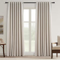 Topfinel 132 Inch Long Blackout Burlap Custom Curtains Natural Linen Tweed by Topfinel