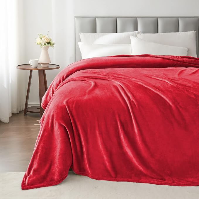 BEDELITE Fleece Blankets Queen Size Red Throw Blankets - Image 5