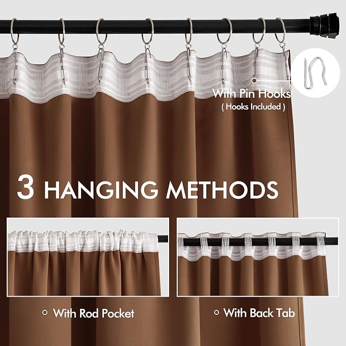 MIULEE Back Tab Blackout Curtains 96 Inch Long 2 Panels Set - Image 3