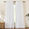 RYB HOME White Linen Curtains 84 inches Long, Semi Sheer Light Filtering Back by RYBHOME