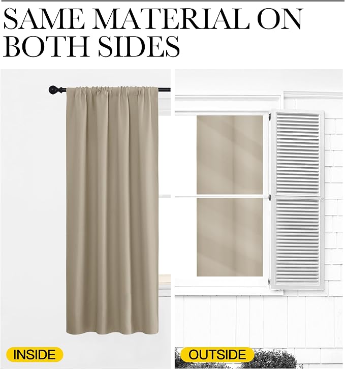 NICETOWN 2 Panels Blackout Curtains, Rod Pocket Window Curtains Room Darkning - Image 3
