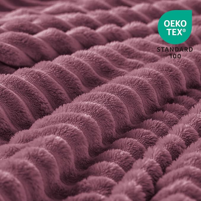 BEDELITE Fleece Blanket Twin Size – 3D Ribbed Jacquard Soft and Warm Decorative - Image 3