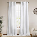 Linen White Curtains 108 Inches Long 2 Panels Set Back Tab Rod Pocket Semi by Nanspring