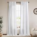 White Linen Sheer Curtains 102 Inches 2 Panels Set Back Tab Rod Pocket Extra by Nanspring