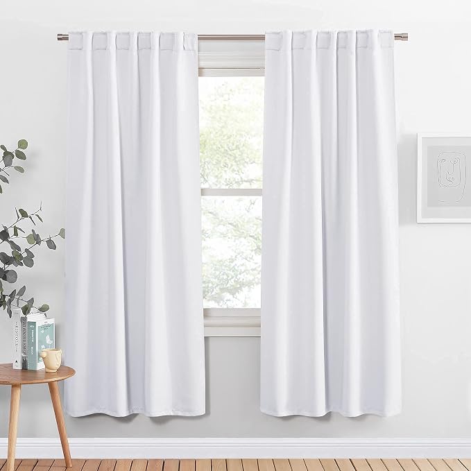 PONY DANCE 50% Blackout Window Curtain Panels - 42 W x 72 L Pure White Light by PONYDANCE