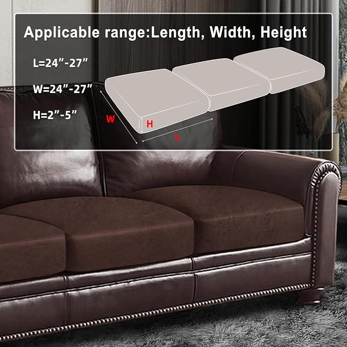 Leather Look Couch Cushion Covers Sofa Seat Slipcovers Sets Couches Furniture - Image 3