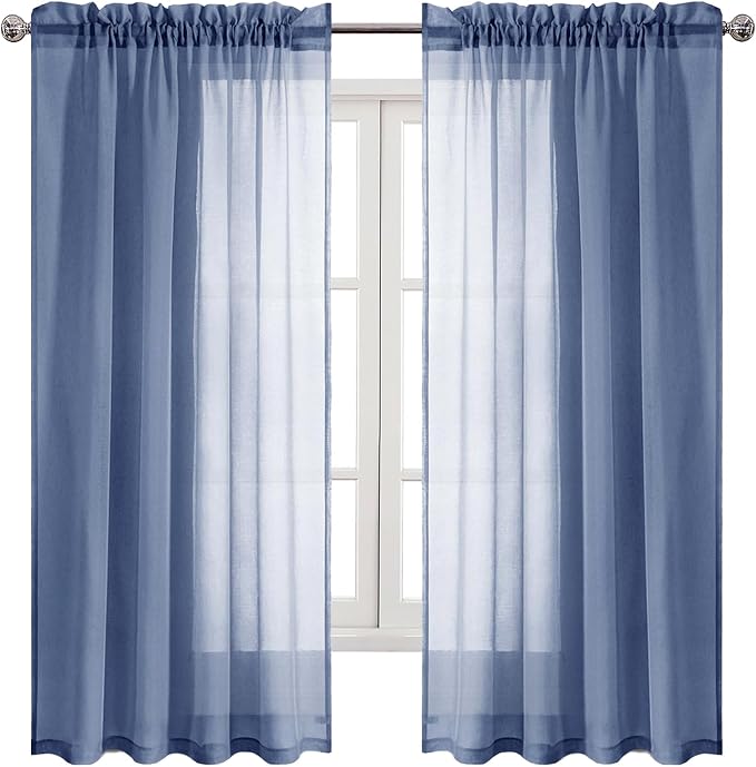 DWCN Sheer Curtains Semi Transparent Voile Rod Pocket Curtains - Image 9