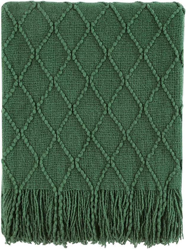BOURINA Green Throw Blanket 50 x90 Inches Throw Textured Solid Soft Sofa Throw - Image 6