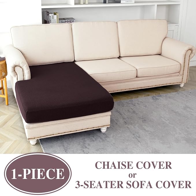 Couch Cushion Cover Chaise Lounge Cover Washable Separate Seat Chaise Couch - Image 2