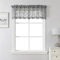 Lecloud Leia Charcoal Grey Sheer Curtains 16 Inch Length 2 Pcs, Jacquard Leaf by Lecloud