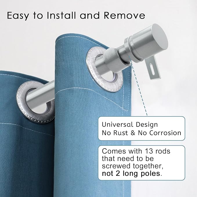 Byondeth Curtain Rods for Windows 16 to 200 Inches Adjustable Length 1 Inch - Image 2