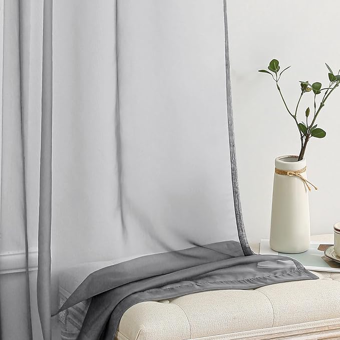 MIULEE 2 Panels Solid Color Sheer Window Curtains Elegant Window Voile - Image 4
