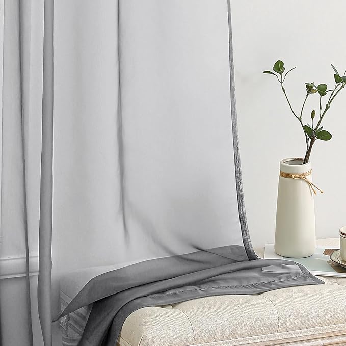 MIULEE 2 Panels Solid Color Sheer Window Curtains Elegant Window Voile - Image 4