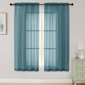 Sheer Dusty Blue Curtains for Bedroom Living Room 63 Inch Length 2 Panels by WelvetBLK