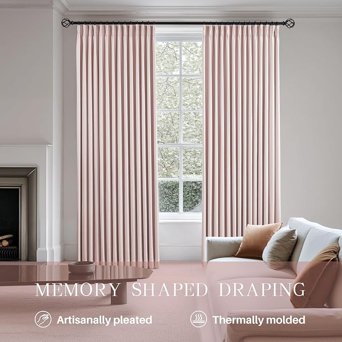 AUSSPVOCT Pinch Pleated 95 Inch Linen Curtains 100% Blackout - Image 3