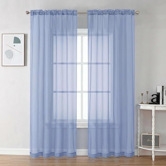 Chyhomenyc Sheer Curtains 84 Inches Long 2 Panels Set by Chyhomenyc