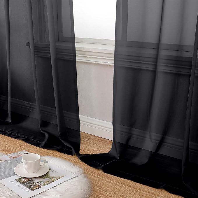 Extra Long Black Sheer Curtains - Image 8