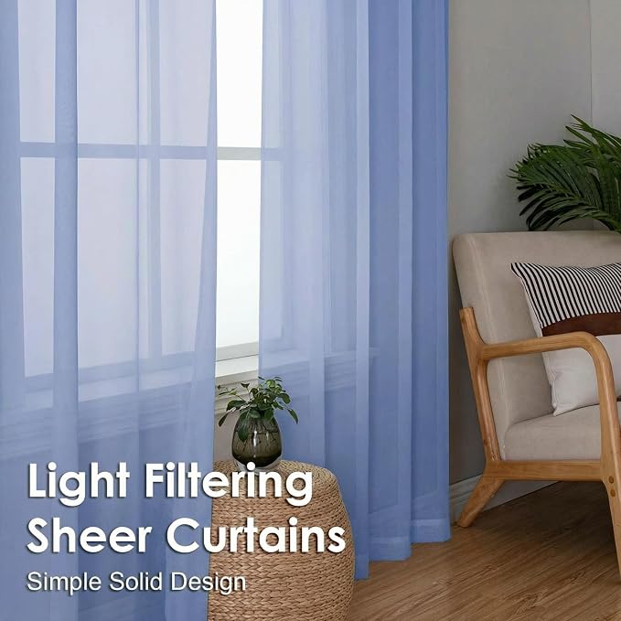 OVZME Sheer Curtains 84 Inches Long 2 Panels Set, Light Filtering Transparent - Image 7