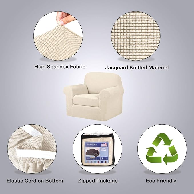 H.VERSAILTEX 2 Piece Couch Cover Stretch Stylish Chair Cover Furniture - Image 6