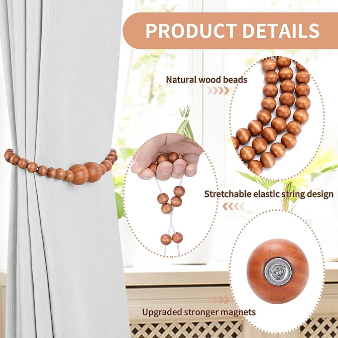 Magnetic Curtain Tiebacks, 4 Pack Curtain Holdbacks - Image 5