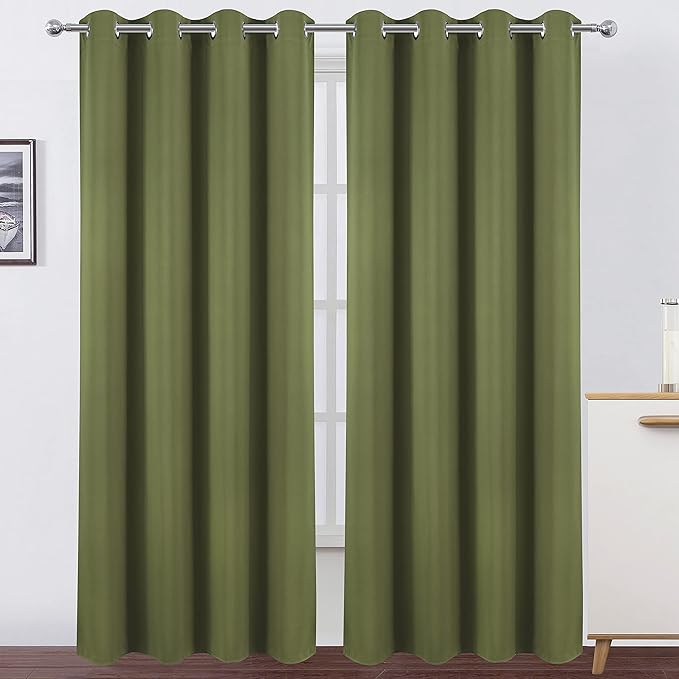 LEMOMO Olive Blackout Curtains/52 x 95 Inch/Set of 2 Panels Thermal Insulated by Lemomo