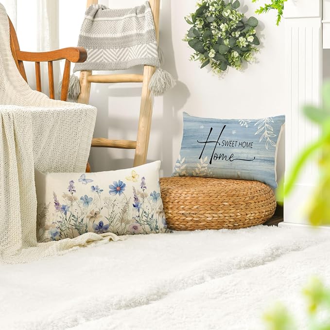 AVOIN colorlife Spring Saying Flowers Butterfly Bird Throw Pillow Covers - Image 5