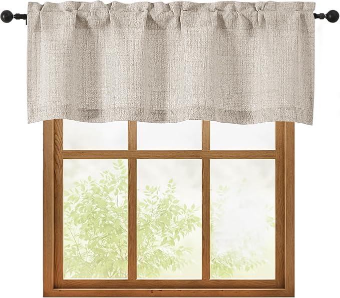 OWENIE Linen Valances for Windows 1 Pcs 18 Inch Length, Light Filtering by OWENIE