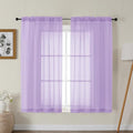 Gwine Lilac Sheer Curtains for Bedroom 54 inches Long 2 Panels, Light Filtering by Gwine